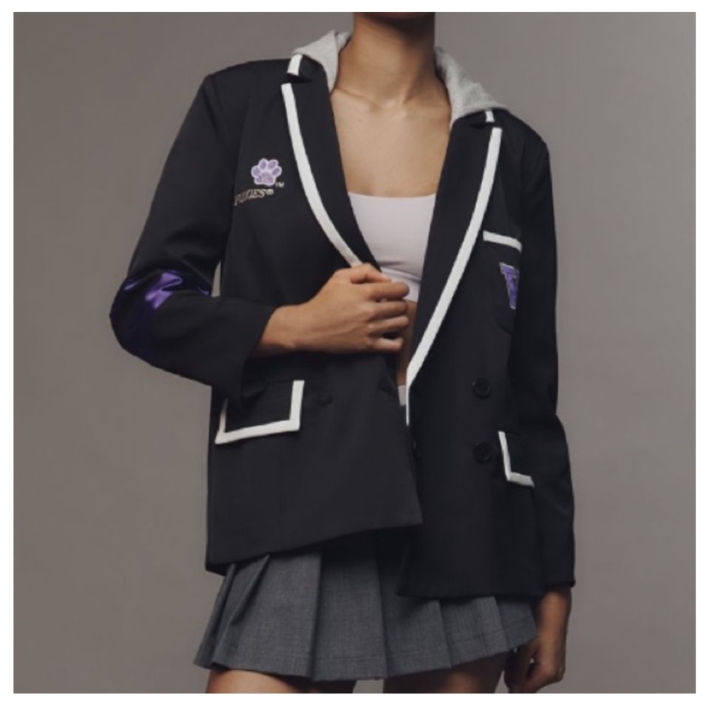 🟠NWT ANTHROPOLOGIE x THE WILD COLLECTIVE NCAA Piped Blazer - Univ of Washington